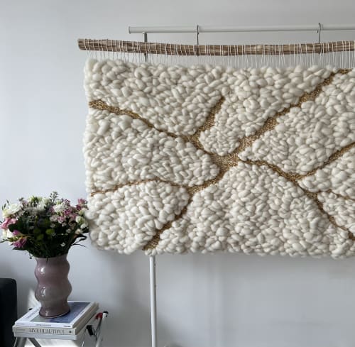 Wool Wall Hanging | Modern Fiber Art "Kintsugi in Fiber" | Wall Sculpture in Wall Hangings by KnitushkiStore
