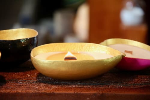 Calebasse Candle - Gold | Candle Holder in Decorative Objects by Marie Burgos Design and Collection