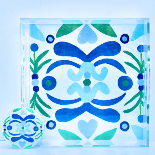 Nantucket Acrylic Tray, Bar Cart, Serving Tray | Serveware by Jeanne Player Fine Art