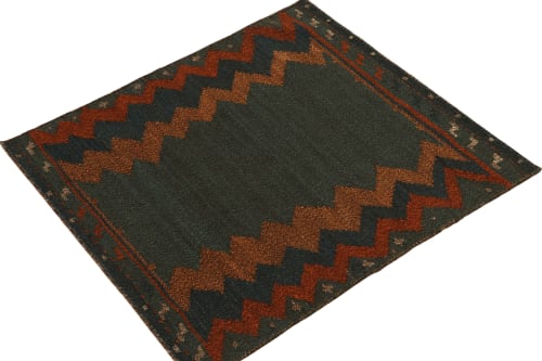 1980s Vintage Sofreh Kilim rug in Blue and Brown | Rugs by Rug a