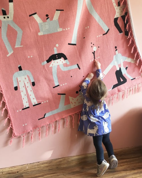 Artist-designed blanket: 'Like Children Do', in collaboration with Fran Labuschagne | Linens & Bedding by SOMETHING GOOD STUDIO