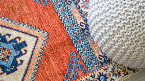 Heriz in Tangerine Afghan Persian Rug | Rugs by Qadimi