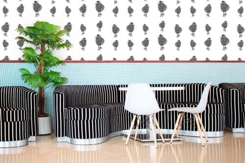 Cootie | Black On White | Wallpaper in Wall Treatments by Weirdoh Birds