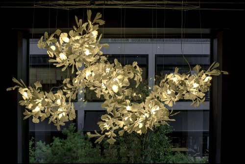 Light Sculpture Gingko 663 | Chandeliers by ANDREEA BRAESCU PORCELAIN AND LIGHT INSTALLTIONS