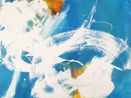 Abstract art with turquoise and white ocean inspiration | Paintings by Lynette Melnyk
