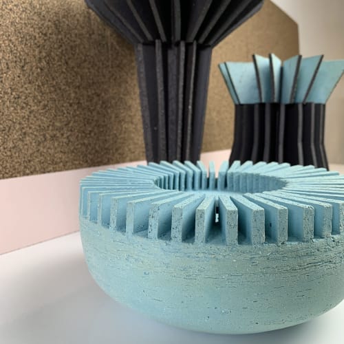 Parc architect Low Vessel - Turquoise | Vases & Vessels by Andrew Walker Ceramics | Private Residence, Sheffield in Sheffield