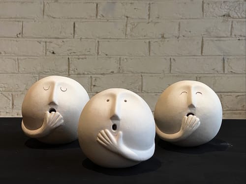 Yawn, Oh! & Oops! (all together) | Sculptures by Aman Khanna (Claymen)ˇ | Claymen Gallery Store in New Delhi