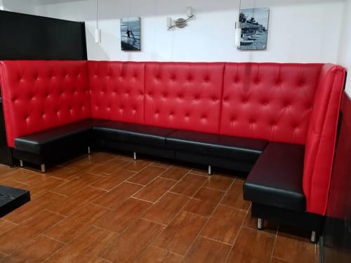 High button tufted backs | Benches & Ottomans by Build a Booth | Viet Hai Restaurant in Calgary