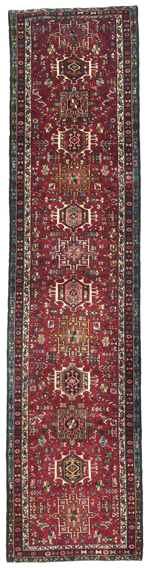 Vintage Red Tribal 3X13 Karajeh Persian Runner Rug | Rugs by Magic Rugs