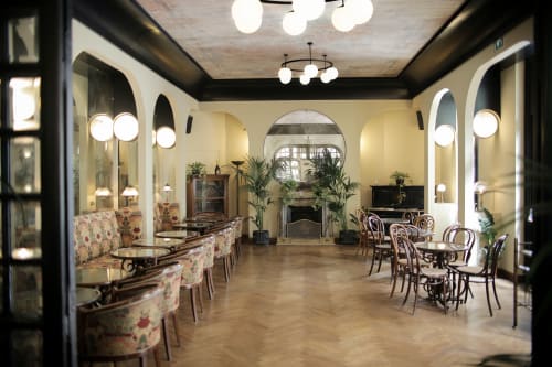 Tona Halo Milk Glass Chandelier - Long | Chandeliers by Atrix Lighting | Los Angeles in Los Angeles