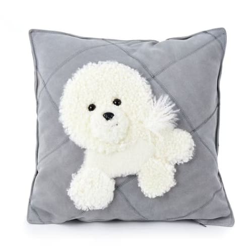 Merino Wool x Cowhide Bichon Pillow | Pillows by Finara