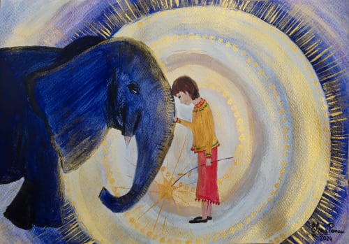 Elephant Spirit Animal | Oil And Acrylic Painting in Paintings by Elena Parau