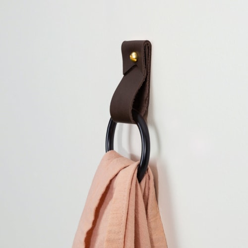 Small Leather Wall Strap [Flag End] | Storage by Keyaiira | leather + fiber | Artist Studio in Santa Rosa