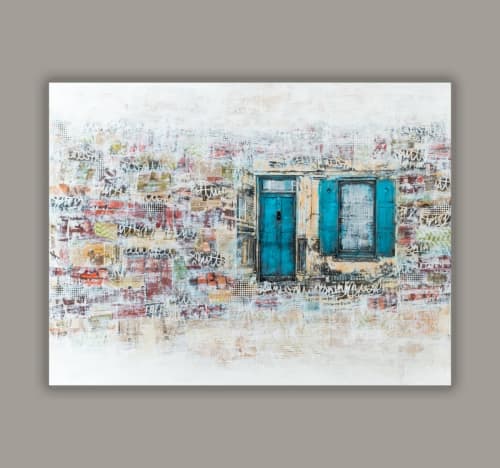 Blue Door 30H X 40W | Oil And Acrylic Painting in Paintings by Robin Jorgensen