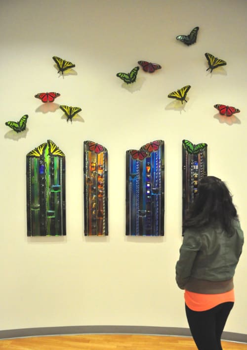 Women's and Children's Hospital Butterfly Panels | Wall Sculpture in Wall Hangings by Mark Ditzler Glass Studio, LLC | Texas Children's Hospital - West Tower in Houston