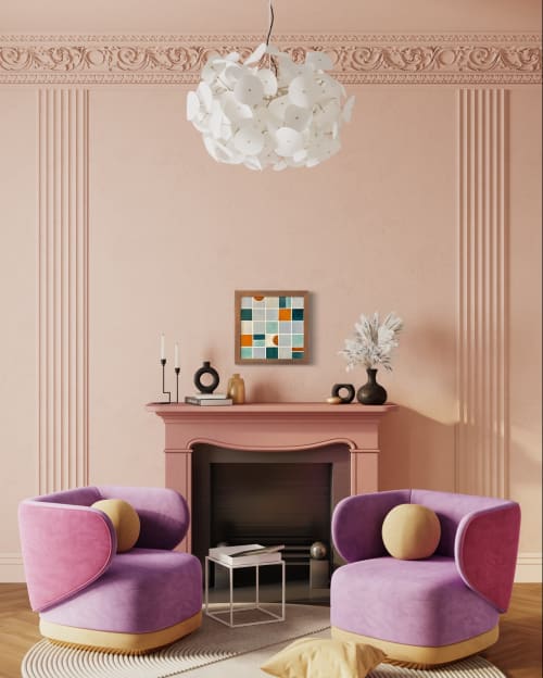 Stone Blue Mid-Century Modern Squares Mosaic Wall Art | Art & Wall Decor by Mercury Mosaics