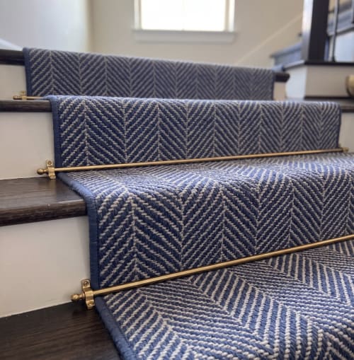Handwoven Woolen Blue Runner Rug | Rugs by Evergreen Carpets