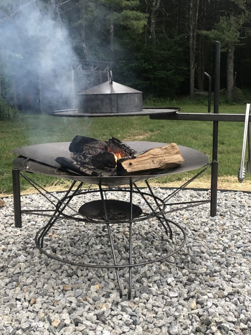 UFO Fire Pit and Cook System | Fireplaces by Blue Barn Outdoor living | The Brewery at Four Star Farms in Northfield