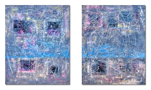 NYC February 12, 2006 - Diptych | 39x62 | Large Abstract | Oil And Acrylic Painting in Paintings by Jacob von Sternberg Large Abstracts