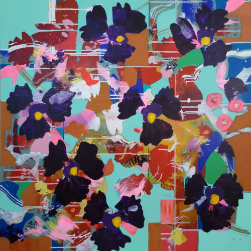 Black Violet I (36x36x1.5)) | Oil And Acrylic Painting in Paintings by Valerie Capewell