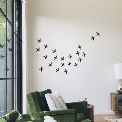 Swallows - Modular ceramic wall art sculpture | Wall Hangings by Elizabeth Prince Ceramics