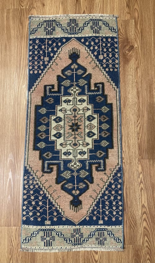 Hand-woven Turkish Rug Doormat| 1.4 x 3.2 | Small Rug in Rugs by Wool and Rug