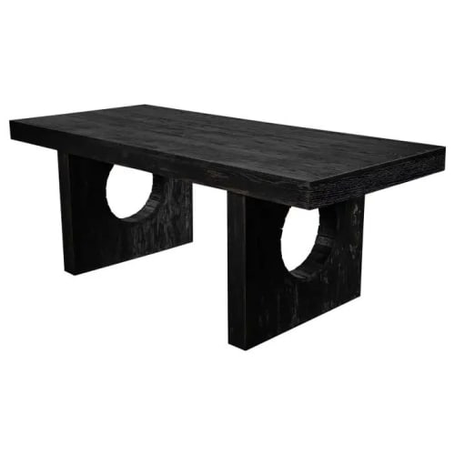 Banham Black Brutalist Oak Dining Table | Tables by Aeterna Furniture
