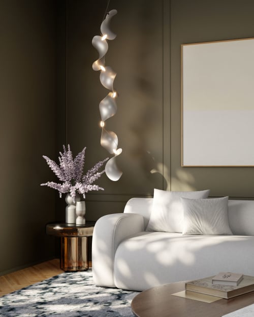 Dune 8 Vertical Line in Metallic Tones Pendant Light | Chandeliers by MOSS Objects | Los Angeles in Los Angeles
