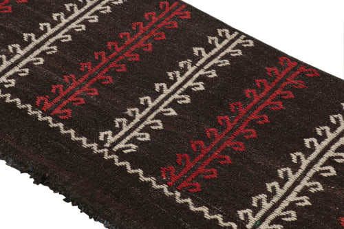 Vintage Kilim Table Runner Rug in Brown w/ Geometric Pattern | Rugs by Rug and Kilim