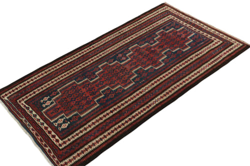 1950s Vintage Kilim rug in Red, Blue a,d Beige-Brown | Area Rug in Rugs by Rug and Kilim