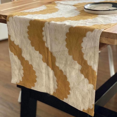 Block printed Table Runner - Golden Rays | Linens & Bedding by ichcha