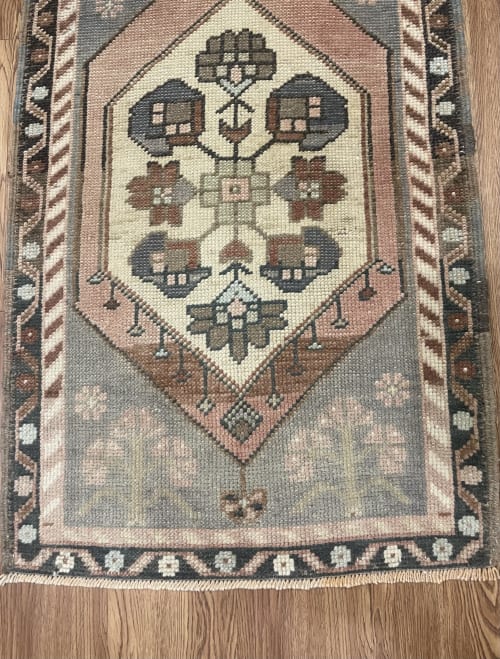 Hand-woven Turkish Rug Doormat| 1.11 x 3.2 | Small Rug in Rugs by Wool and Rug