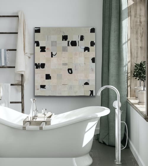 Black on White / 50"x44" / Acrylic, drawing on canvas | Paintings by Sidnea D'Amico