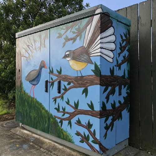 The Pukeko bird | Street Murals by Xixi Amethyst