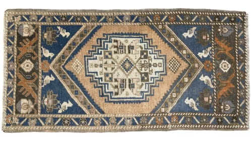 Vintage Turkish rug doormat | 1.11 x 3.8 | Small Rug in Rugs by Vintage Loomz