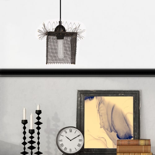 Pendant Light Small Fringe #1, 10"h w x 6"w, Steel Wire Mesh | Pendants by Anne Lindsay Studio