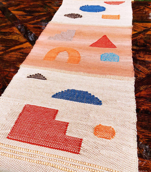 Handwoven Abstract Table Runner | Linens & Bedding by Estudio Zanny | Private Residence - Austin, TX in Austin