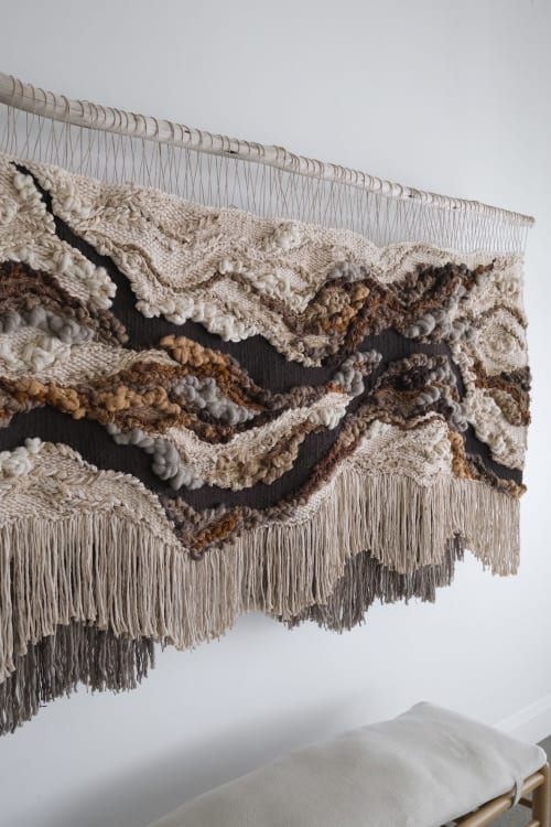 Handwoven Fiber Art Tapestry, "Songline for Pretziada | Wall Hangings by Rebecca Whitaker Art