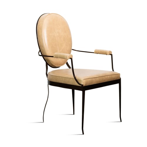 Contemporary Forged Iron and Upholstered Chair from Costanti
