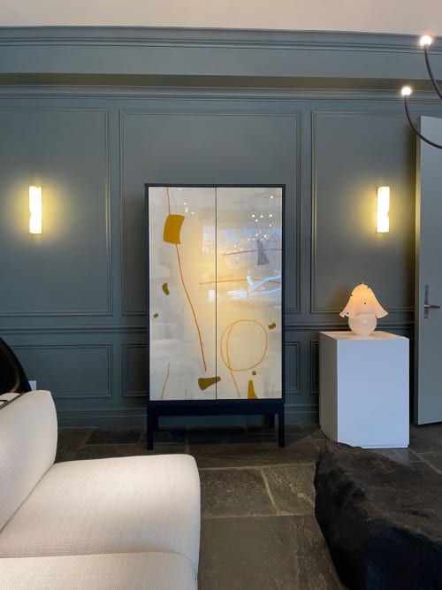 Aly Armoire – Hand-Painted Mixed Media Doors | Storage by Morgan Clayhall Inc