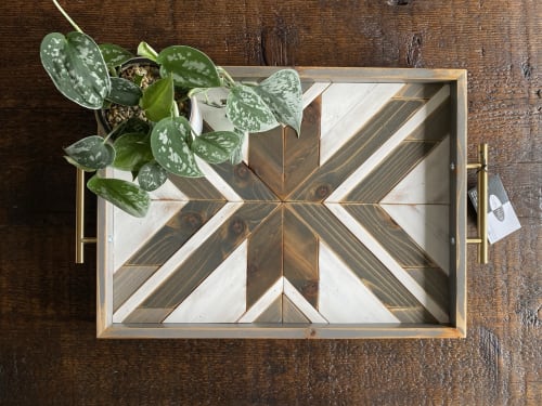 Geometric Wood Table Tray - with handles | Tableware by Crate No. 8 Co.