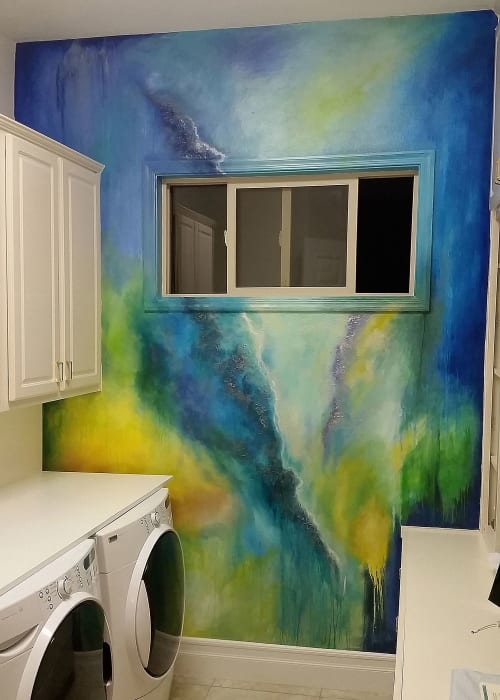 Abstract mural in Laundry Room | Murals by Aniko Doman