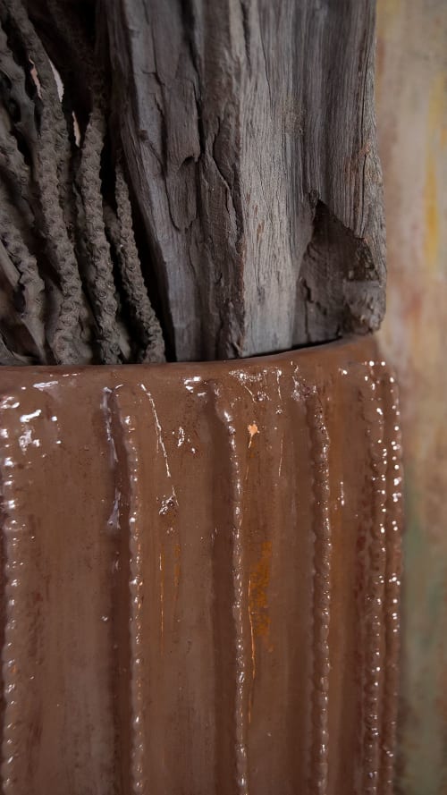 Red Clay Cactus Vase | Vases & Vessels by Hda