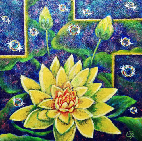 Yellow Lotus - Paintings | Oil And Acrylic Painting in Paintings by Iryna Fedarava
