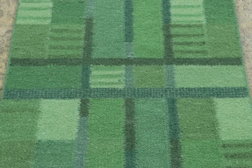 Rug & Kilim’s Scandinavian Accent rug with Green Geometric | Rugs by Rug and Kilim