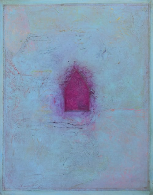 Pink on Blue | Oil And Acrylic Painting in Paintings by Candace Compton Pappas