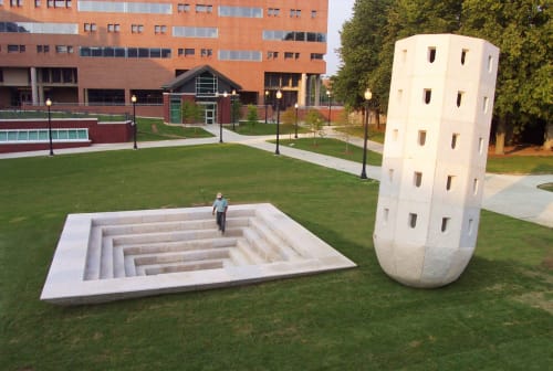 The Dove Tower and Steps to the Bottom of a Pyramid, 2004 | Public Sculptures by Ilan Averbuch | University of Connecticut in Storrs