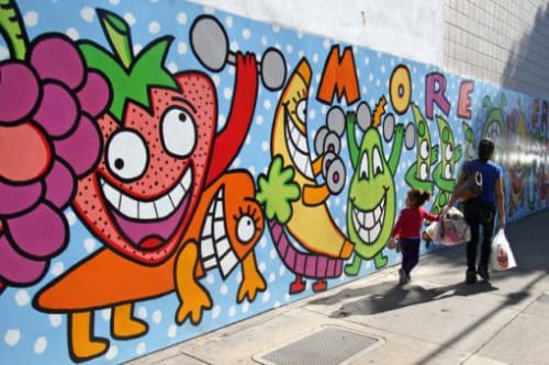 "Eat More Fruit & Veggies" | Murals by Andre Miripolsky | Superior Grocers in Los Angeles