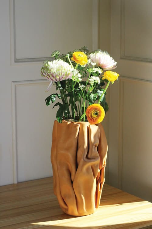 Mega Sculpted Leather Flower Vase
