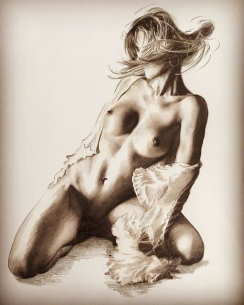 Sepia Nude drawing 1 | Prints by Eleanor Cardozo